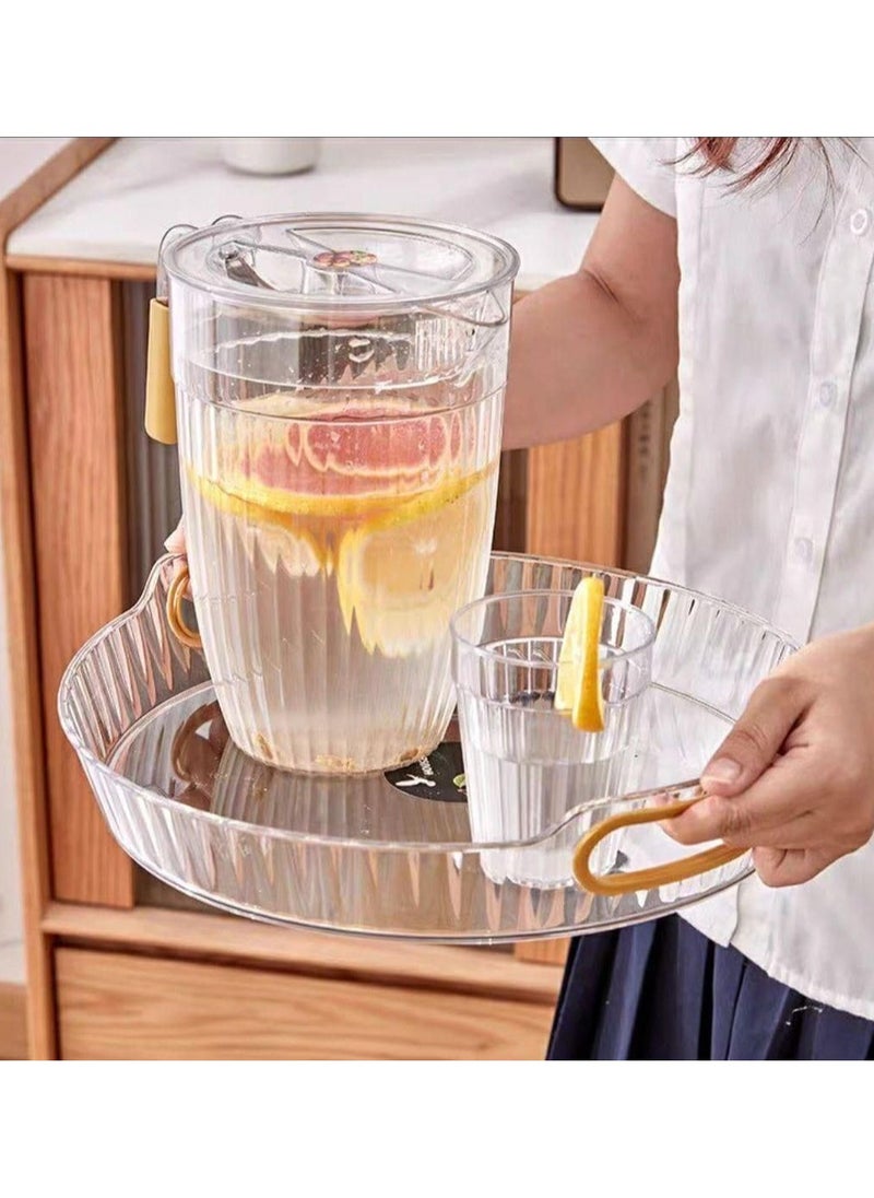Generic - Clear Acrylic Serving Tray with Gold Handle, Decorative Tray with Gold Double Handle for Home and Kitchen, Guest Serving Tray and Home Kitchen Organizer (Transparent White) - Image 1