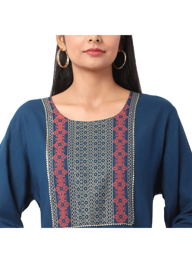 HANA & SARA UNIQUE PRINTED CASUAL STYLE SHORT BLUE COLOUR ARABIC KAFTAN JALABIYA DRESS