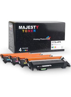 فاست برينت مجموعة خراطيش حبر متوافقة MAJESTY 117A، مكونة من 4 قطع، أسود/سماوي/أصفر/أرجواني  - Image 1