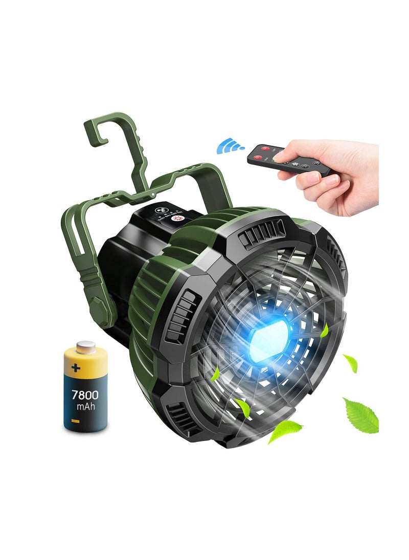 ARNO X10 Portable Outdoor Camping USB Charging Remote Control Fan with LED Light (Green)  - Image 1