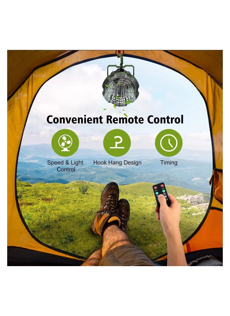 ARNO X10 Portable Outdoor Camping USB Charging Remote Control Fan with LED Light (Green)  - Image 3