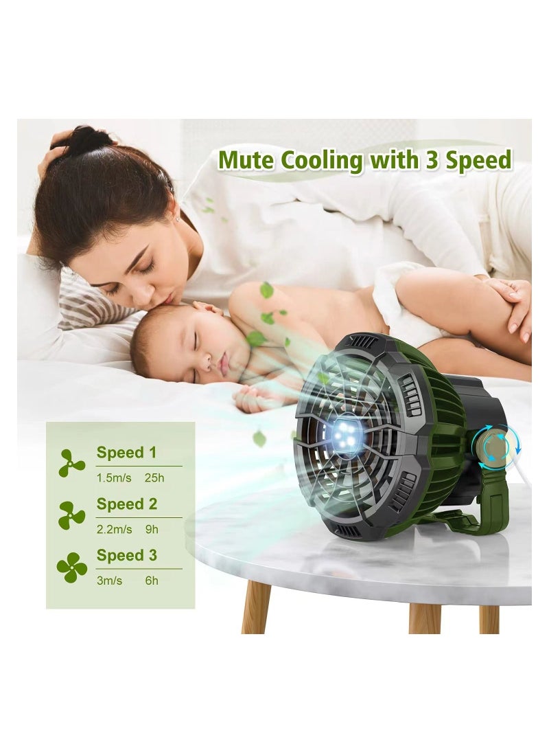ARNO X10 Portable Outdoor Camping USB Charging Remote Control Fan with LED Light (Green)  - Image 2