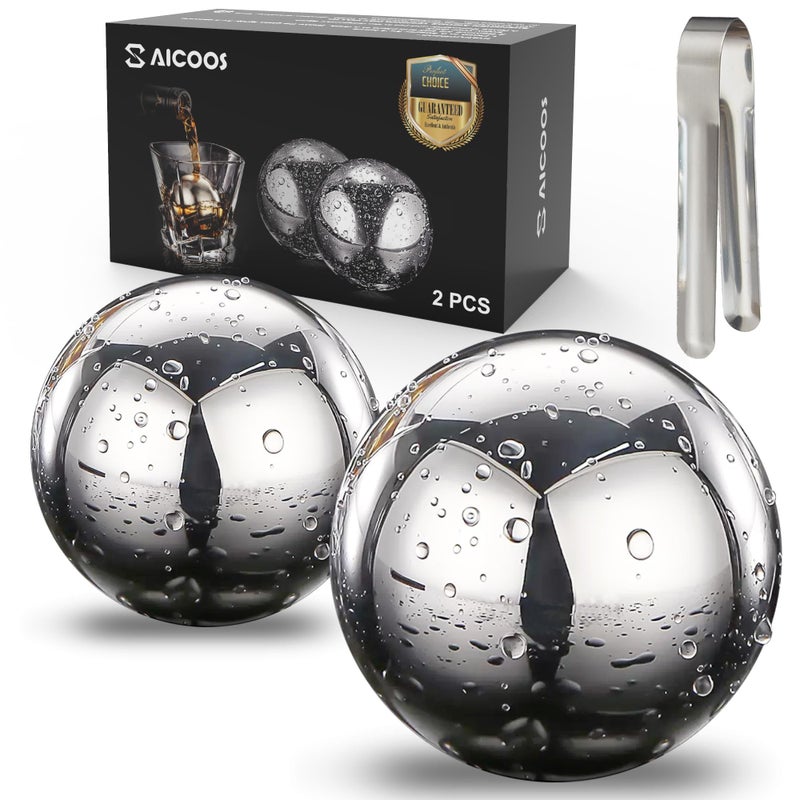 Reusable Metal Ice Cubes for Drinks  Stainless Steel Ice Round Balls for birthday gifts for men boyfriend and housewarming gifts