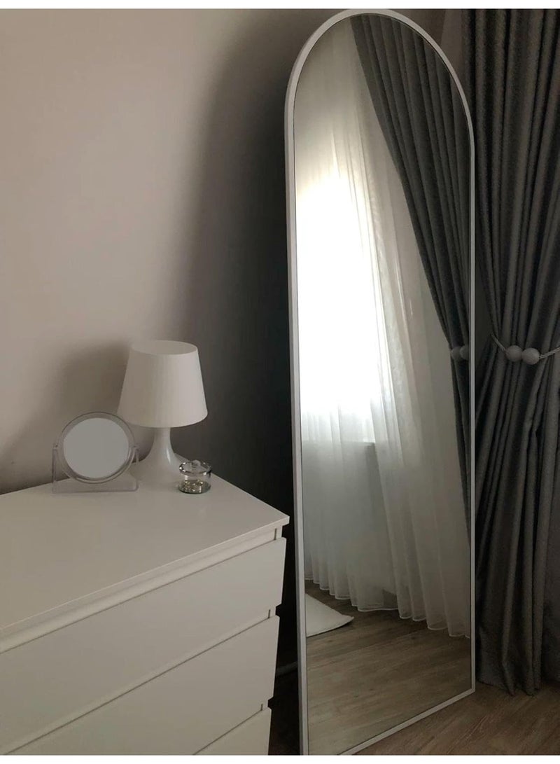 NAMA Anti Shock Breakable frame Full length Mirror 140cm x40cm with metal stand and can be hanged on the wall Premium Curved Standing Mirror, Large Wall Mirror, Full Length Mirror with 1.6 cm Thick Aluminium Frame and Fixed Back Panel, Decorative Mirror for Living Room, Sleep, Dressing(White) - Image 3