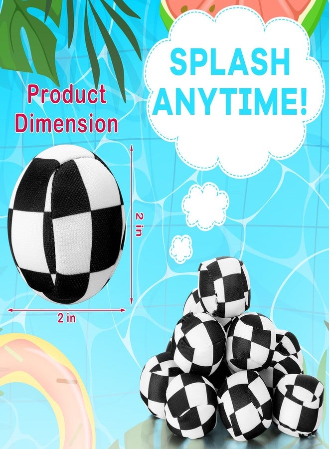 Vertintong 24 Pack Race Car Party Favors Reusable Water Balls Bomb for Pool, 2 Inch Water Balls Bulk Black and White Plaid Absorbent Pool Toys for Kids Beach Racing Car Party Supplies - Image 2