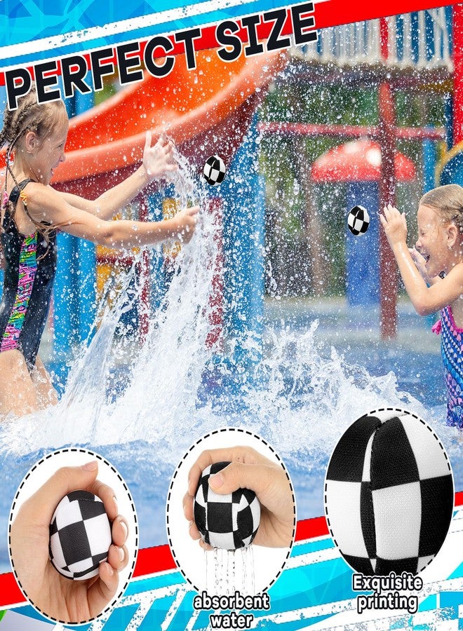 Vertintong 24 Pack Race Car Party Favors Reusable Water Balls Bomb for Pool, 2 Inch Water Balls Bulk Black and White Plaid Absorbent Pool Toys for Kids Beach Racing Car Party Supplies - Image 4