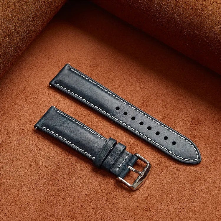 Bluejw Universal 20mm 22mm Genuine Cowhide Leather Watch Strap – Vintage Plain Soft Top Layer Oil Wax Replacement Wristband for Men and Women - Image 5