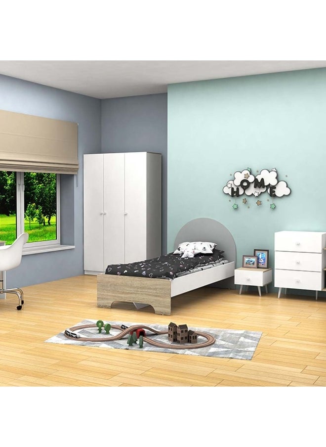 DANUBE HOME Lur 3 Drawer Open Shelf Kids Dresser Modern Storage Dresser For Kids Room Bedroom Closet Hallway - White & Sonoma Oak/Grey  - Image 5