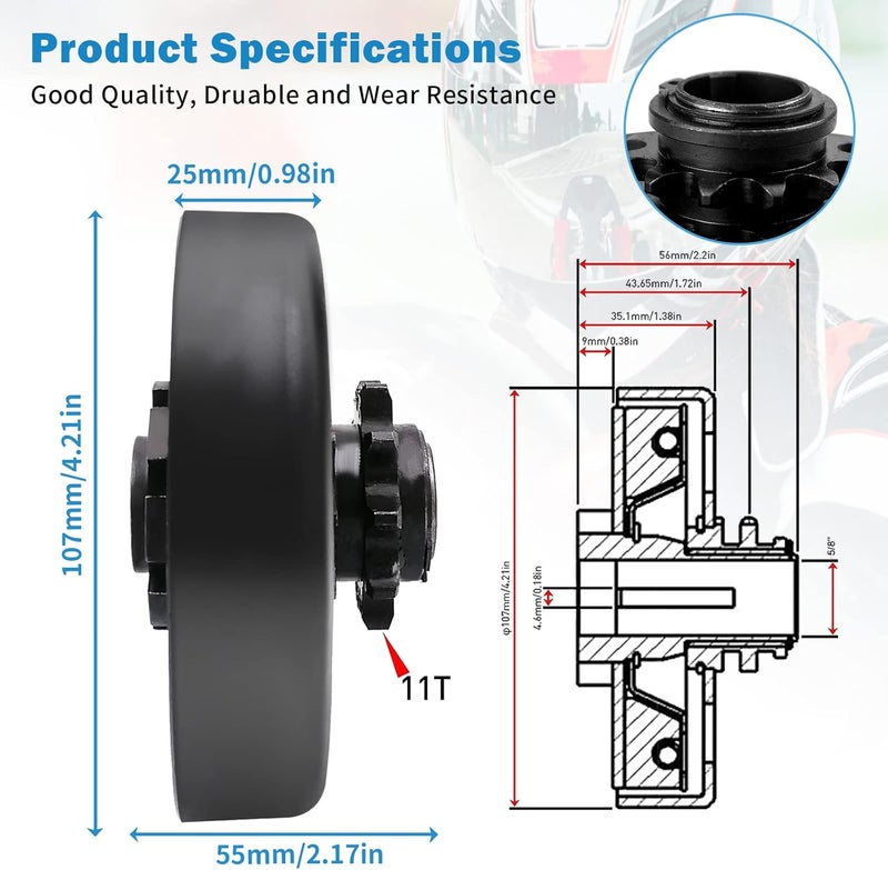 TEANTECH Go Kart Clutch 5/8 Bore 35 Chain 11 Tooth Sprocket for Go Kart Mini Bike - Image 2