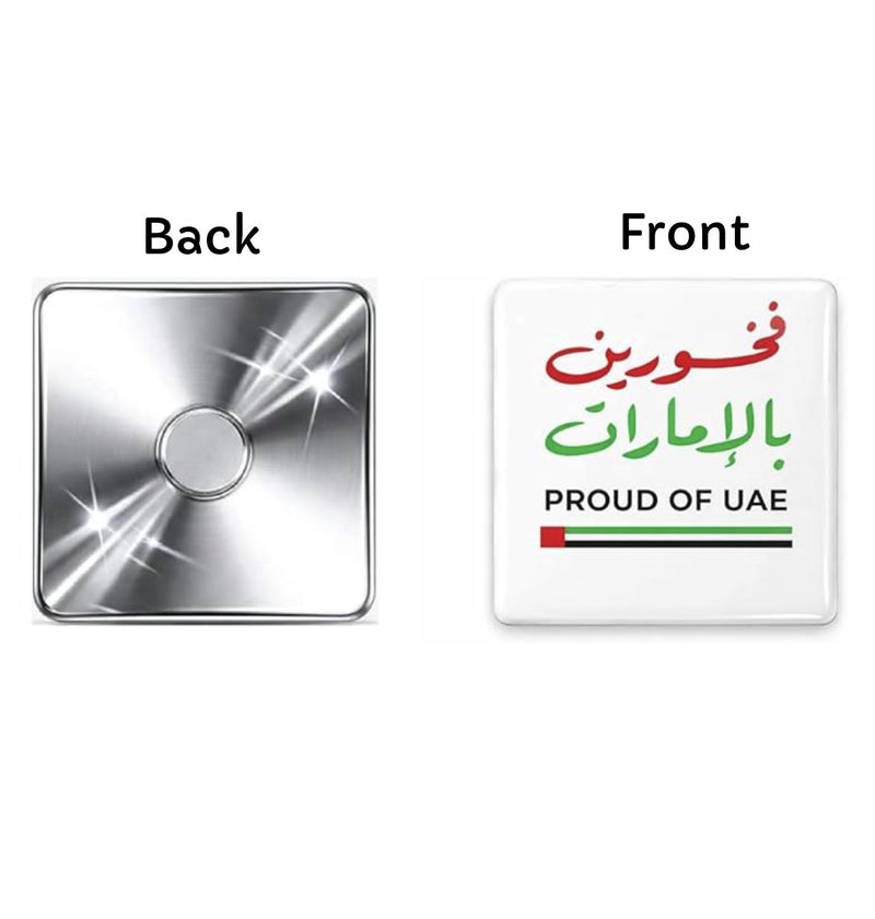 Yuwell 6 Pieces Proud of UAE Badge Arabic فخورين بالإمارات Magnetic Pin, Metallic Finish UAE National Day Badge with Arabic Calligraphy & UAE Mini Flag Design, Spirit of the Union Celebration Accessory - Image 2
