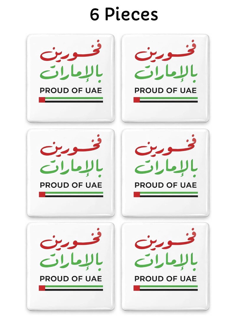 Yuwell 6 Pieces Proud of UAE Badge Arabic فخورين بالإمارات Magnetic Pin, Metallic Finish UAE National Day Badge with Arabic Calligraphy & UAE Mini Flag Design, Spirit of the Union Celebration Accessory - Image 3