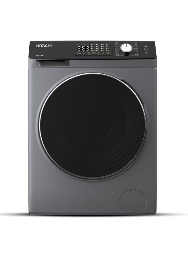 Hitachi 9.5KG Front Load Washing Machine, 1200 RPM, 10-Year Warranty on Inverter Motor, 16 Programs, Fully Automatic Washer, Intelligent Sensor System, LED Multifunctional Display, Gray BD-9504HVOS 9.5 kg BD-9504HVOS Grey - Image 1