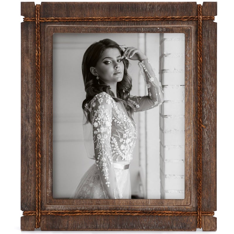 AKRILANE 16x20 Picture Frame Wood Rustic Decorative Distressed & Vintage Looking Photo Frames for Wall Mount & Table Top Display Home Decor â€“ 16 x 20 Wedding Picture Frames â€“ Style A - Image 1