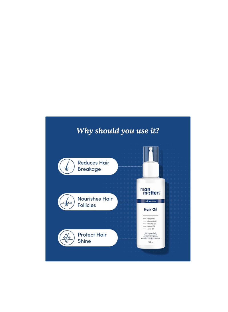 Man Matters - Hair Oil With Rosemary, Onion, Bhringraj, Shikkai, Brahmi  Amla Oils  Reduces Hair Breakage Nourishes Hair  Protects Shine  100ml - Image 1