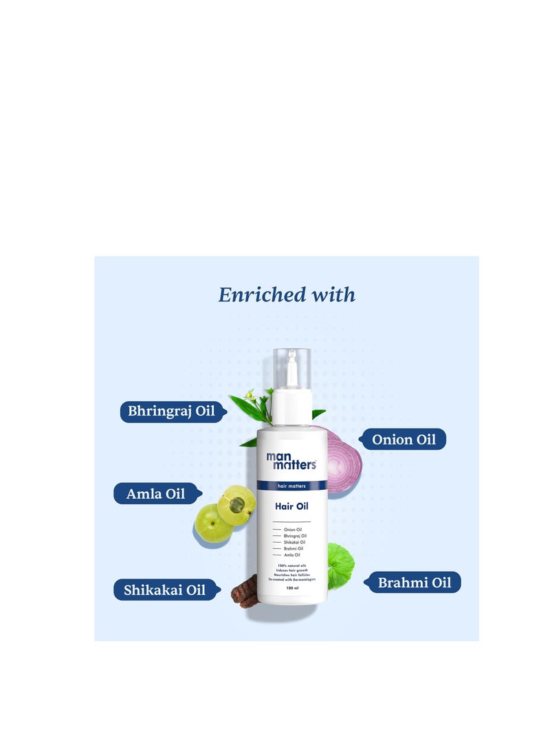Man Matters - Hair Oil With Rosemary, Onion, Bhringraj, Shikkai, Brahmi  Amla Oils  Reduces Hair Breakage Nourishes Hair  Protects Shine  100ml - Image 1