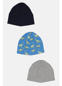 H&M Kids Boy 3 Pcs Graphic Print Cap, Navy/Grey/Blue  - Image 2