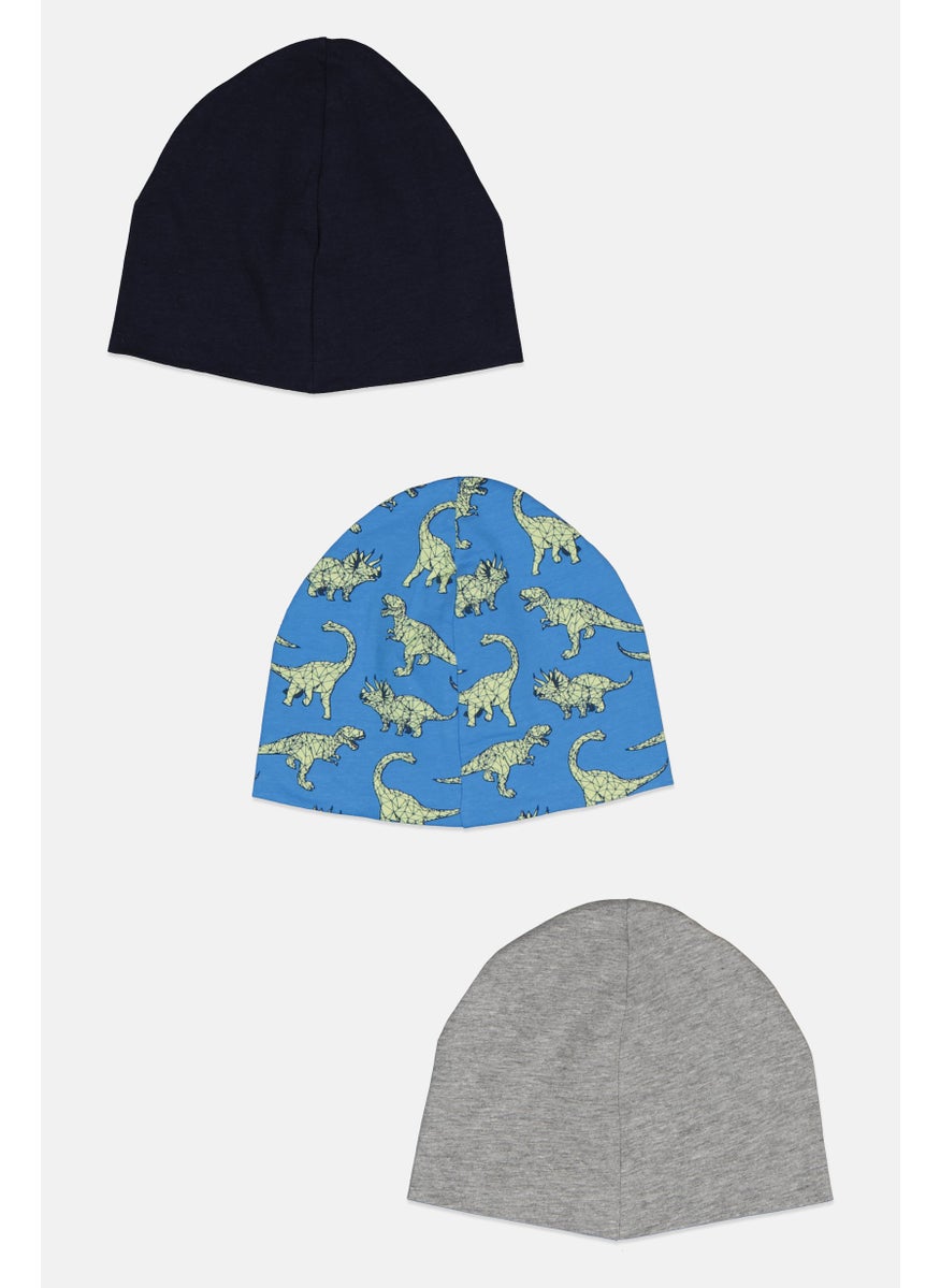 H&M Kids Boy 3 Pcs Graphic Print Cap, Navy/Grey/Blue  - Image 2