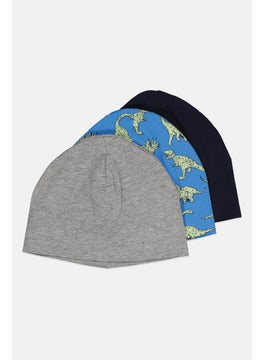 H&M Kids Boy 3 Pcs Graphic Print Cap, Navy/Grey/Blue  - Image 3