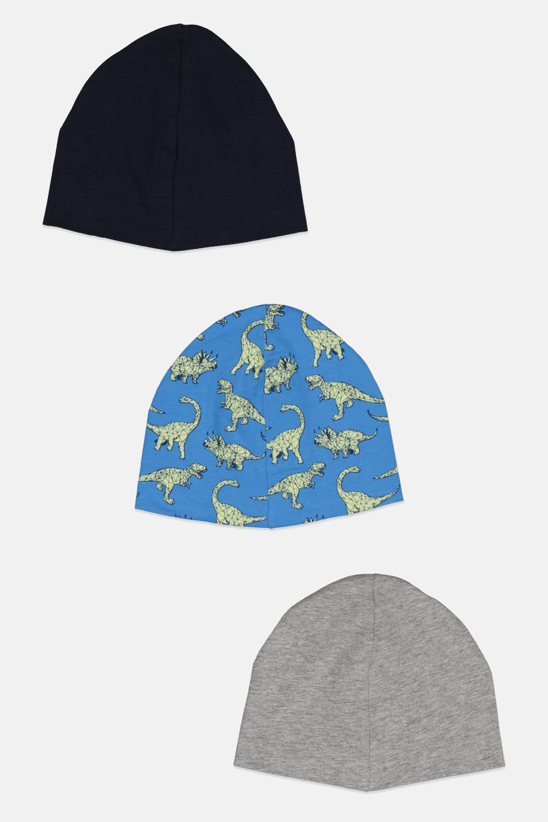 H&M Kids Boy 3 Pcs Graphic Print Cap, Navy/Grey/Blue  - Image 2