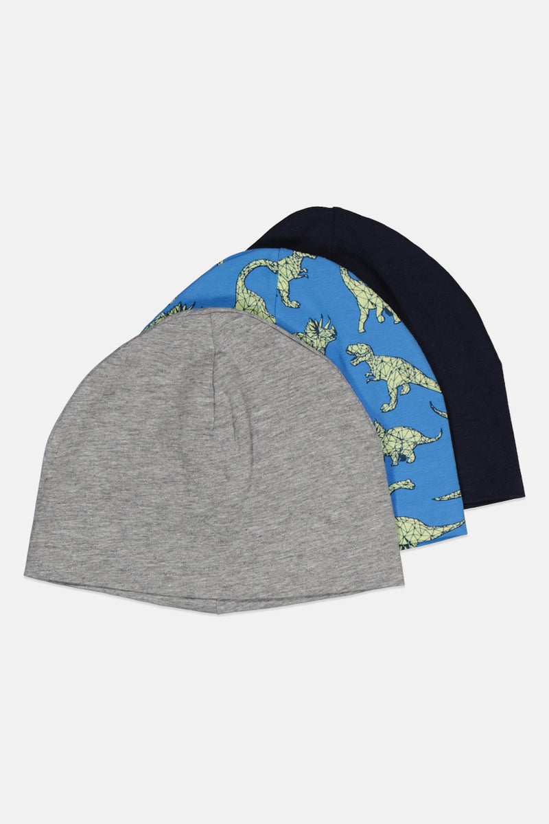 H&M Kids Boy 3 Pcs Graphic Print Cap, Navy/Grey/Blue  - Image 3