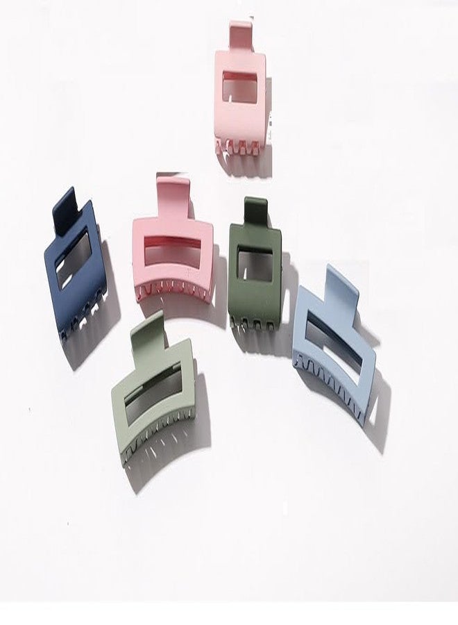 EPARTY 3 SMALL 3 BIG RECTANGLE CLAW Solid Women Girls Plastic Hair Claws Simple Frosted Hairpins Crab Barrette Fashion Ornament Hair Accessories Hair Clip - Image 1