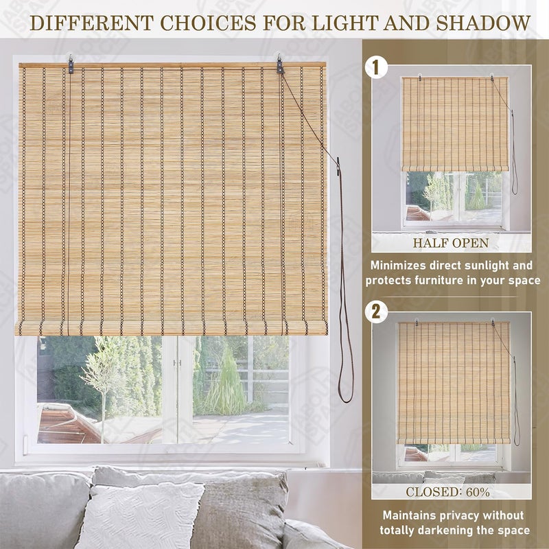 ABOUT SPACE Bamboo Curtain - W 3 ft x H 6 ft - Roll up Bamboo Curtain/Blinds with Sun, Dust, Privacy & Cold Protection for Window, Door, Hut Screen, Dhaba, Restaurant, Hotel - Indoor Use - Image 4