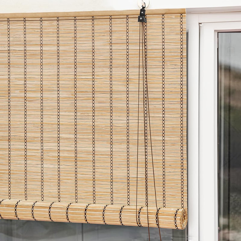 ABOUT SPACE Bamboo Curtain - W 3 ft x H 6 ft - Roll up Bamboo Curtain/Blinds with Sun, Dust, Privacy & Cold Protection for Window, Door, Hut Screen, Dhaba, Restaurant, Hotel - Indoor Use - Image 1