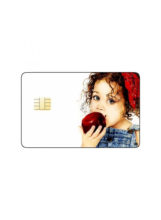 RKN PRINTED BANK CARD STICKER Cute Girl Drawing With Apple - Image 2