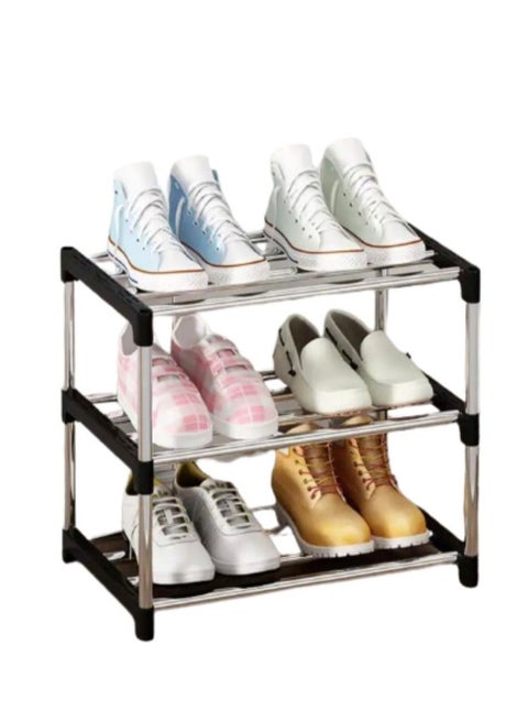 رف أحذية من 4 طبقات، رف تخزين بسيط من الفولاذ المقاوم للصدأ، تركيب سريع ومستقر، تركيب ذاتي موفر للمساحة، الممر متعدد الاوان