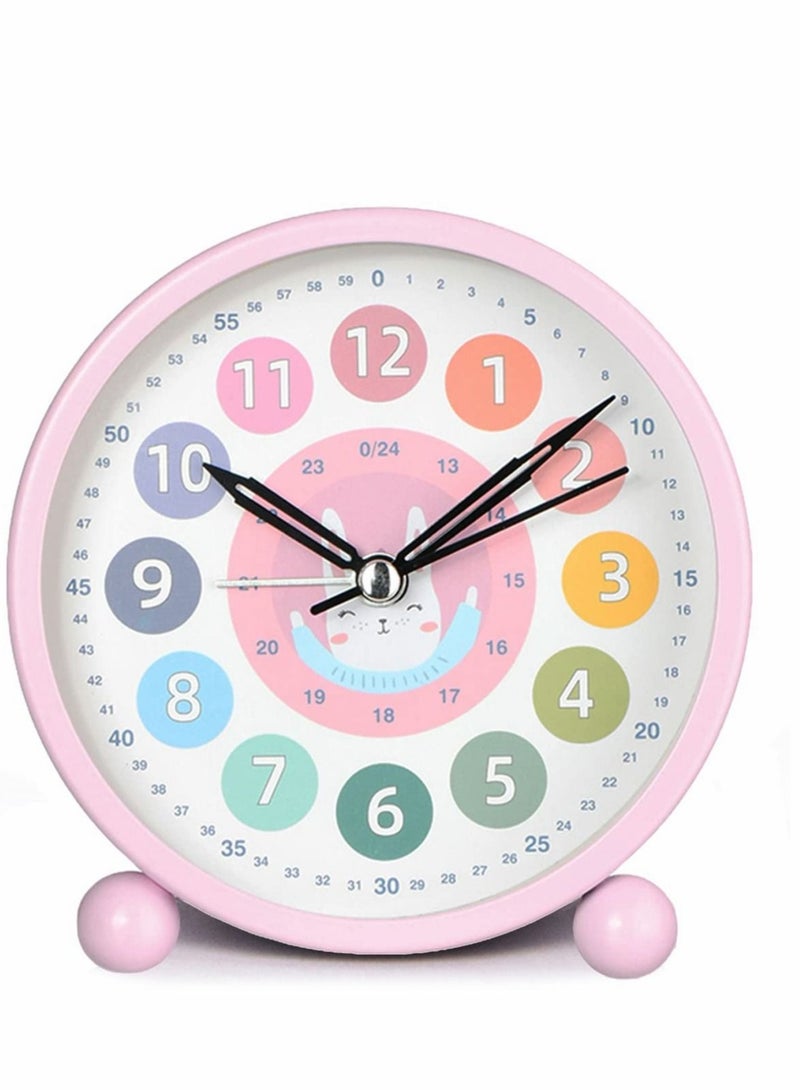 Captaintech Kids Learning Alarm Clock for Girls, Silent Small Cute Table Clocks Battery Powered, 4 inch Analog Alarm Clock for Bedrooms - Image 1