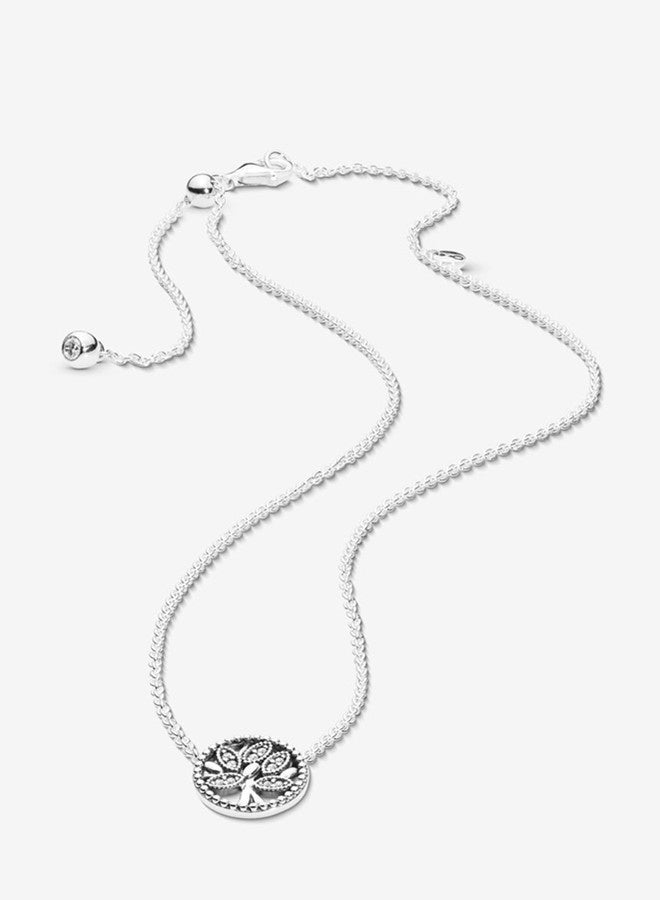 Chomel Cubic Zirconia Classic Fashion Women's 925 Silver Shiny Family Tree Pendant Necklace 397780CZ-45 - Image 5