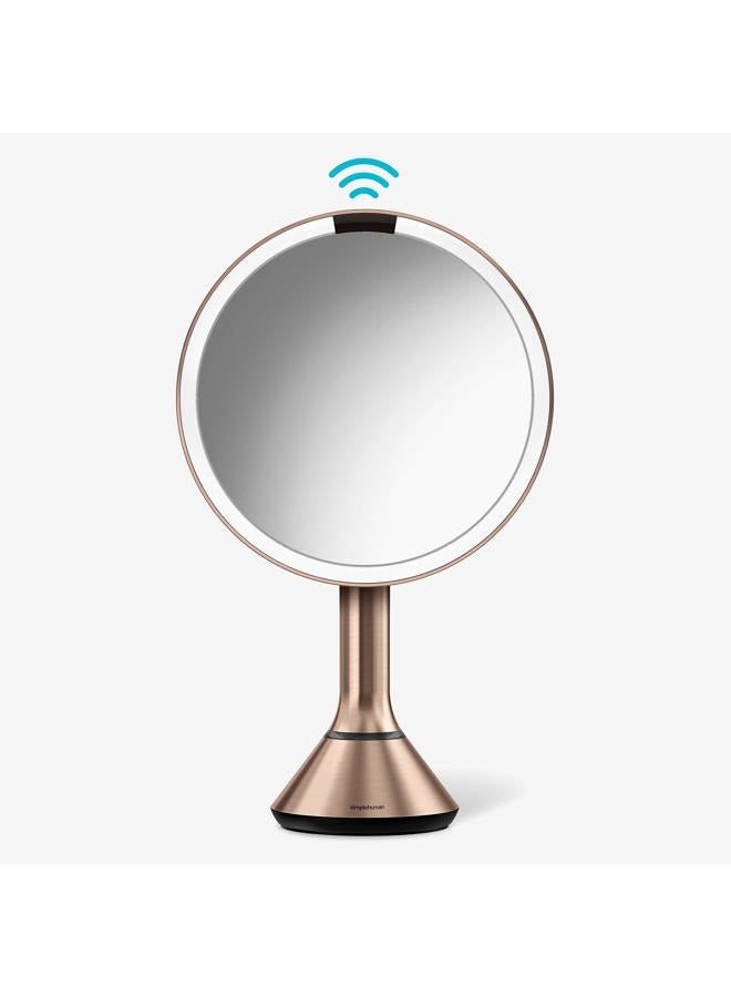 simplehuman Sensor Touch Control Mirror, 20cm Rose Gold. Tru Lux Light System. Touch Control Brightness. Motion Sensor. 5X Magnification. Motion Sensor. Cordless. Rechargeable - Image 1