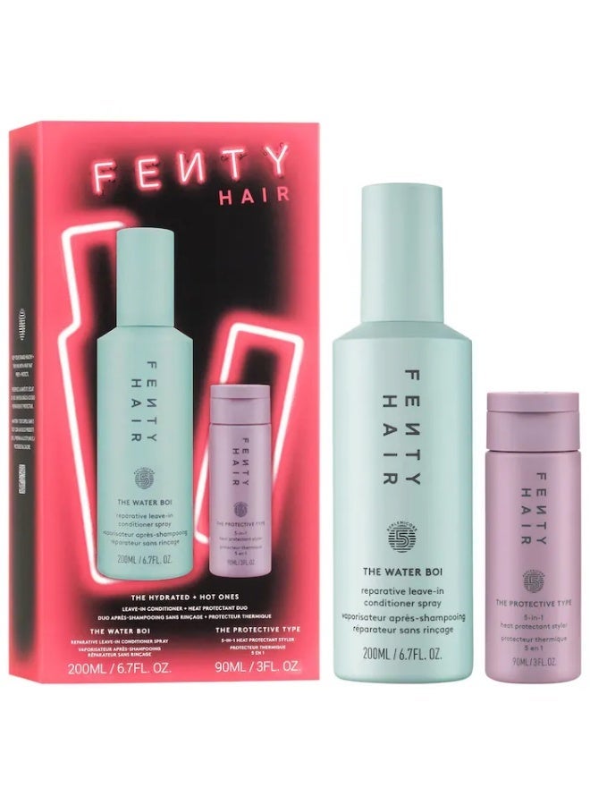 Fenty Hair مجموعة هدايا واقي الحرارة وبلسم الشعر المرطب من ذا هوت آند هايدريتد وانز - Image 1