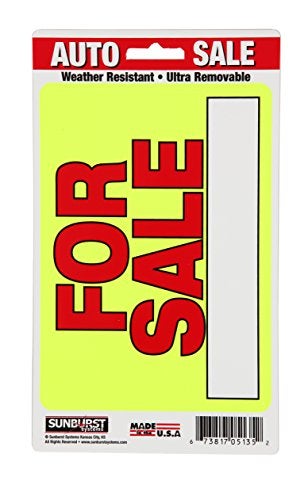 Sunburst Systems 5135 For Sale Decal, Ultra-Removable Window Sticker, 6.5" x 4.5" - Image 1