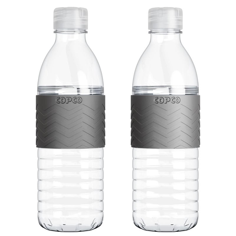 Copco Hydra 16.9 oz Water Bottle, Set of 2 â€“ Leak Proof, BPA Free Tritan, Dishwasher Safe, Twist-Open Body for Ice & Easy Cleaning, Non-Slip Silicone Grip, Ideal for Gym & Office (Gray) - Image 1