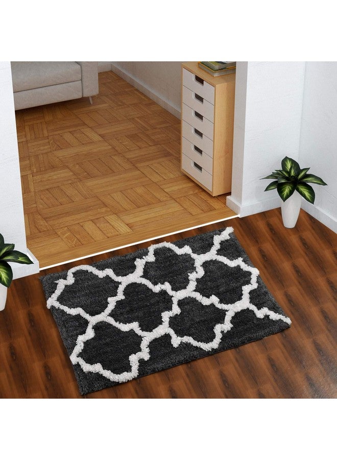 AEROHAVEN™ Glorious Super Soft Microfiber Abstract Moroccan Designer Anti Slip Bathmat (Grey, 40 cm x 60 cm) - Image 1