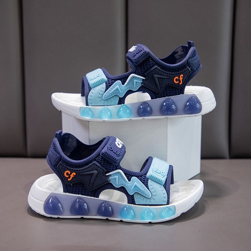 New Boys And Girls Sandals For Primary School Students Soft Soles For Large Children And Boys Open Toe Velcro Beach Sandals - Image 1