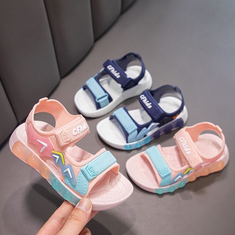 New Boys And Girls Sandals For Primary School Students Soft Soles For Large Children And Boys Open Toe Velcro Beach Sandals - Image 2