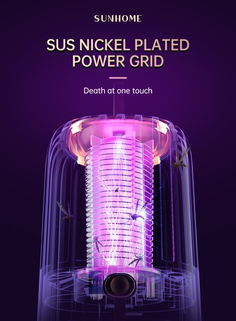 Sunhome Portable UV Electric Mosquito Killer Lamp 360° Mosquito Pest Killing Trap Insect Killer 5W WD-005 Grey - Image 3