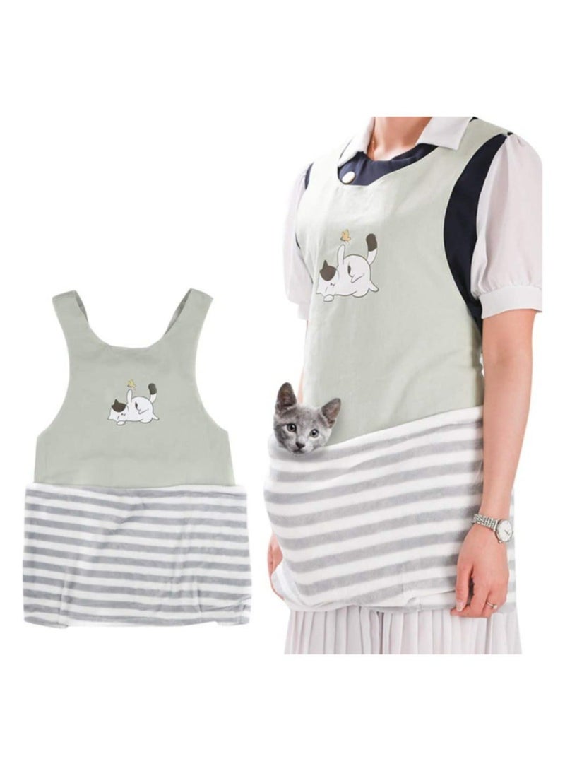 DUNISO Pet Carrier Apron, Cat Holding Apron with Sleeping Pockets, Wearable Kitten Sleeping Bag, Vest Pet Bag for Indoor Outdoor Travel, Hands-free Bag for Holding Pet Puppy Cat - Image 2