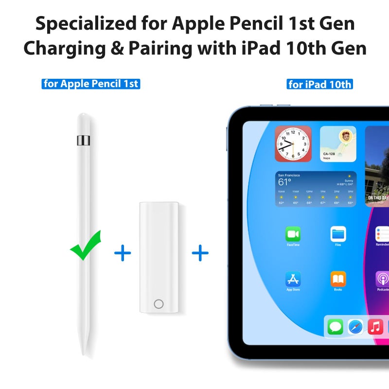 ASKUBSKU محول شاحن قلم رصاص لجهاز آبل قلم الجيل الأول، محول USB C إلى Lightning لملحقات توصيل الشحن، اقتران USB-C لجهاز آيباد الجيل العاشر 11 A16، محول USB-C إلى قلم رصاص الجيل الأول - Image 3