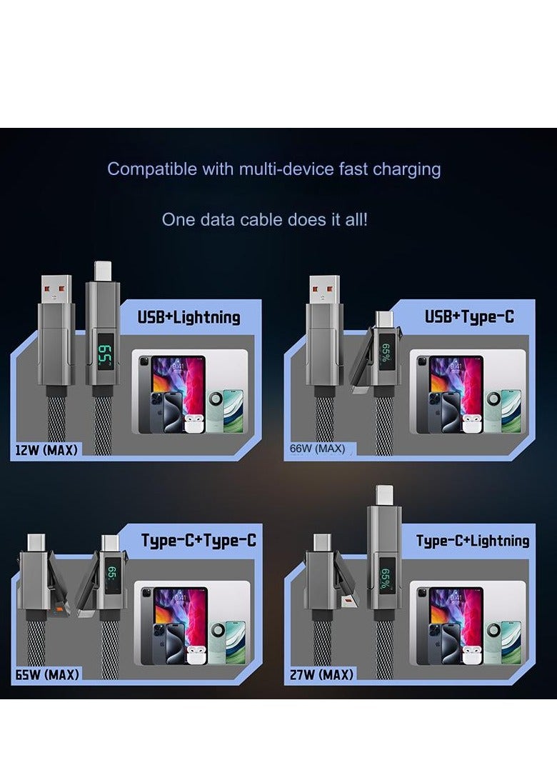 USB C to Lightning Cable, 60W 4 in 1 Multi Charging Cable,Type C Cable with LED Display,Fast Charging Cord for iPhone 15 Pro Max/iPad Pro/MacBook/Samsung/power bank - Image 4