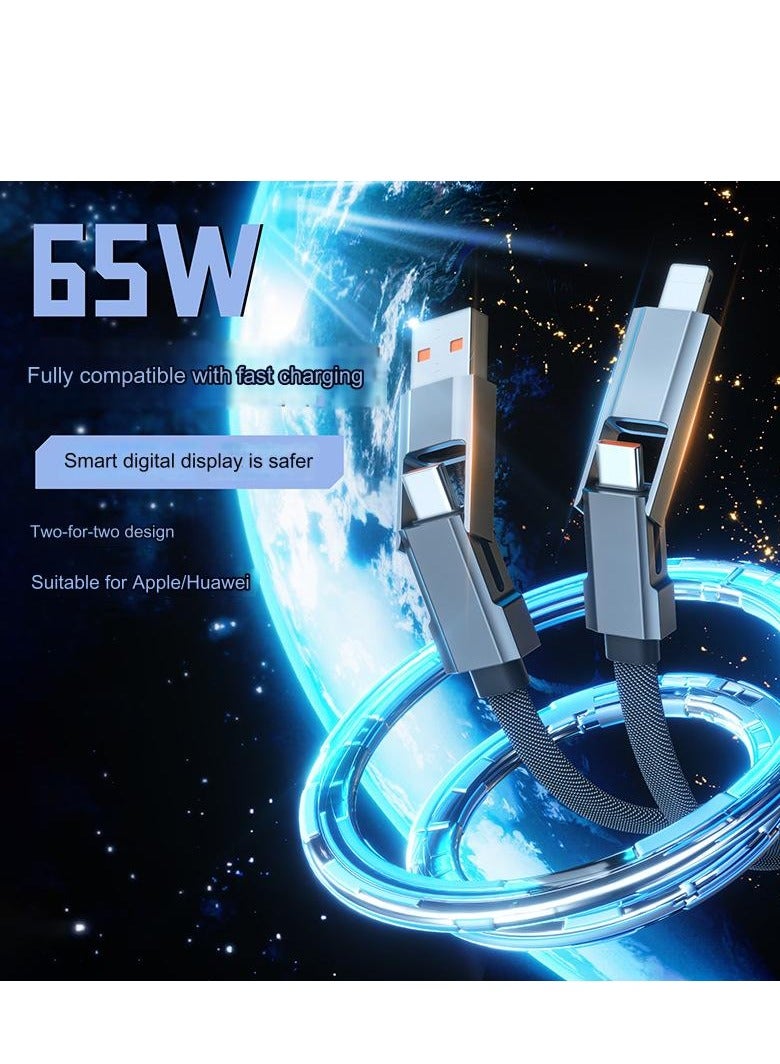 USB C to Lightning Cable, 60W 4 in 1 Multi Charging Cable,Type C Cable with LED Display,Fast Charging Cord for iPhone 15 Pro Max/iPad Pro/MacBook/Samsung/power bank - Image 3