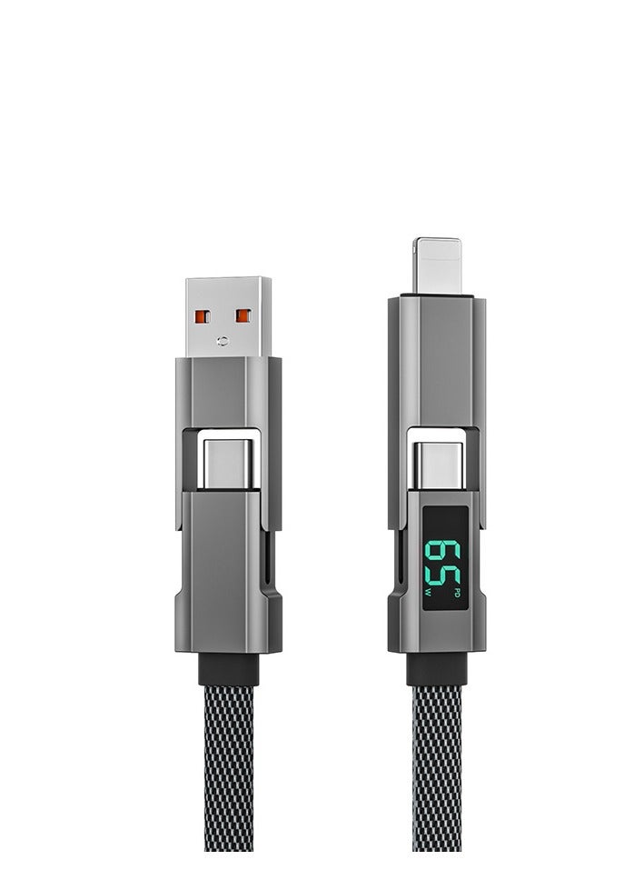 USB C to Lightning Cable, 60W 4 in 1 Multi Charging Cable,Type C Cable with LED Display,Fast Charging Cord for iPhone 15 Pro Max/iPad Pro/MacBook/Samsung/power bank - Image 1