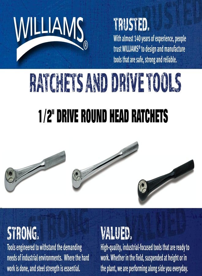 Williams JHWS-52A 1/2-Inch Drive Round Head Ratchet with Chrome Finish, Knurled Grip Handle, Double Pawl Design, 72 Tooth Gear Engagement - 11-5/16 Inches - Image 5