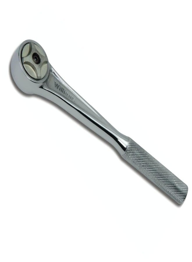 Williams JHWS-52A 1/2-Inch Drive Round Head Ratchet with Chrome Finish, Knurled Grip Handle, Double Pawl Design, 72 Tooth Gear Engagement - 11-5/16 Inches - Image 1