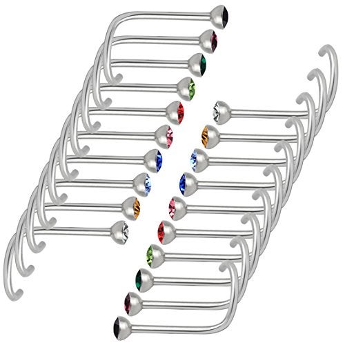 Rbenxia 20G 316L Nose Studs Rings 2.2MM Rhinestone Stainless Steel Nose Body Piercing Rings 20 Pcs Random Color for Unisex - Image 5