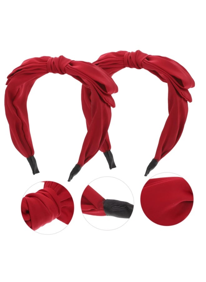 PTTIMFFM Fashion Bow Headband for Women & Girls, Wide Turban Style Non-Slip Hair Hoop, Chic Knotted Bow, Comfortable & Lightweight - Image 2
