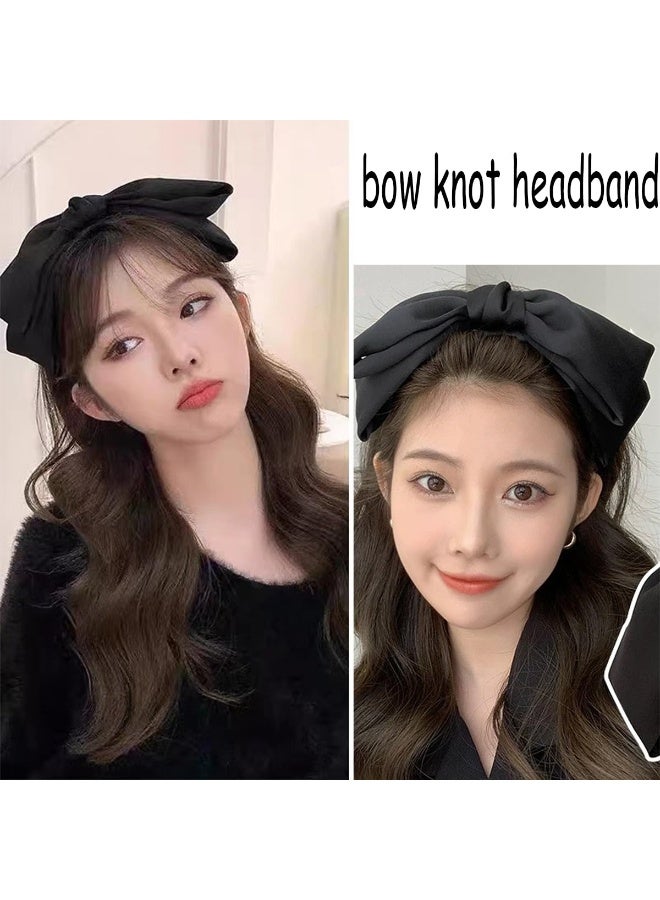 PTTIMFFM Fashion Bow Headband for Women & Girls, Wide Turban Style Non-Slip Hair Hoop, Chic Knotted Bow, Comfortable & Lightweight - Image 3