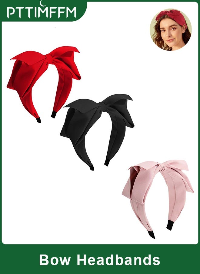 PTTIMFFM Fashion Bow Headband for Women & Girls, Wide Turban Style Non-Slip Hair Hoop, Chic Knotted Bow, Comfortable & Lightweight - Image 1